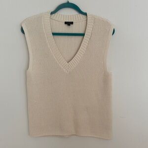 Talbots Cream Shaker V-Neck Sweater Vest